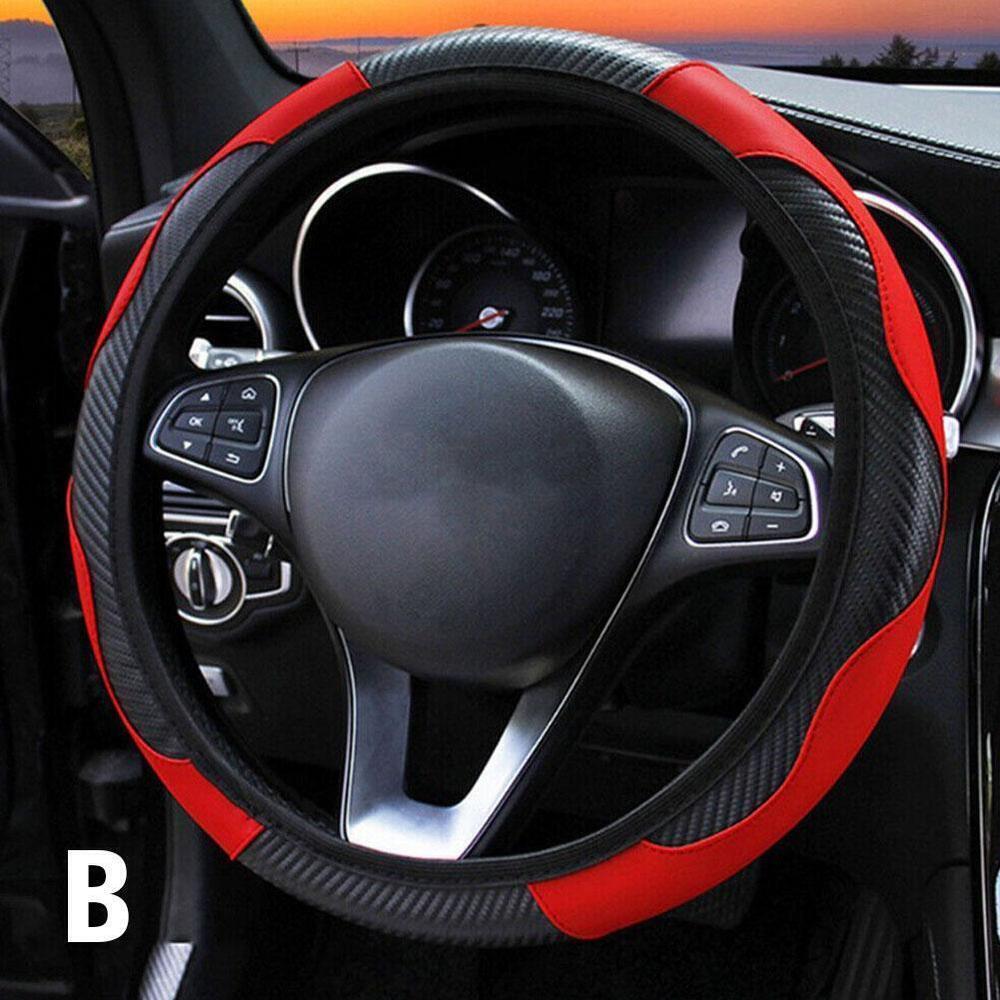 Leather Car Steering Wheel Cover Anti-slip Accessories 38CM/15inch>`~ M8F4