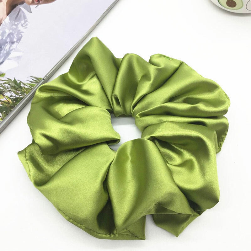 Oversized Elastic Silk Hair Band Ring Rope Tie Womens Simple Satin Scrunchies