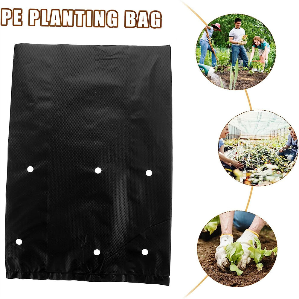 100PCS Black PE Nursery Bags Plant Grow Bags Pot Garden Yard Planting Pouch Bag