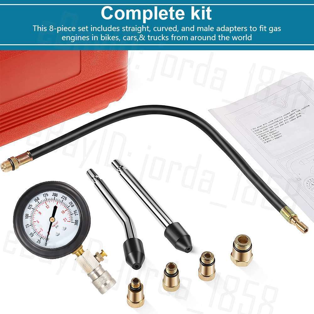 Petrol Engine Compression Tester Kit Tool Set For Automotives Motorcycle 300 PSI