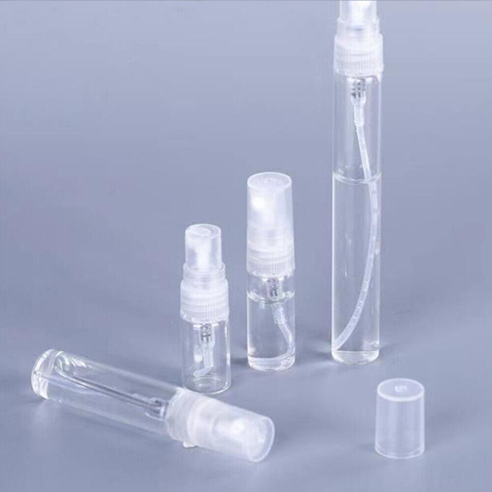 3/5/10ml Perfume Atomizer Empty Flat Glass Spray Bottle Refillable Container 10X