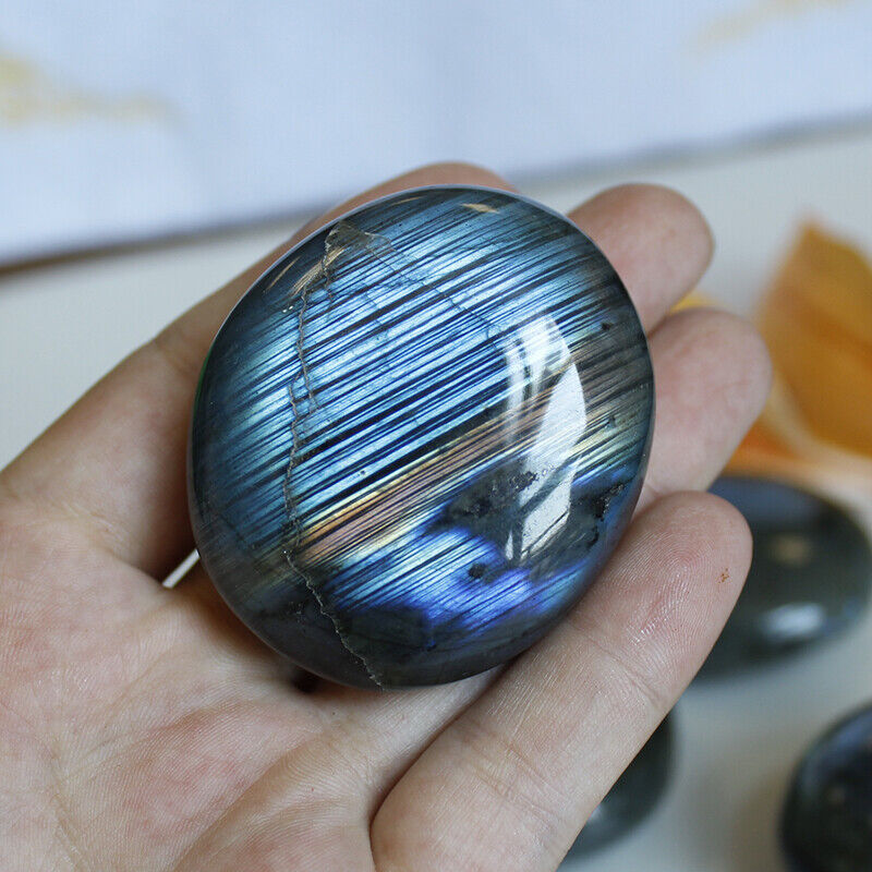 Natural Labradorite Polished Crystal Quartz Ore Specimen Palm Stone Worry Stone