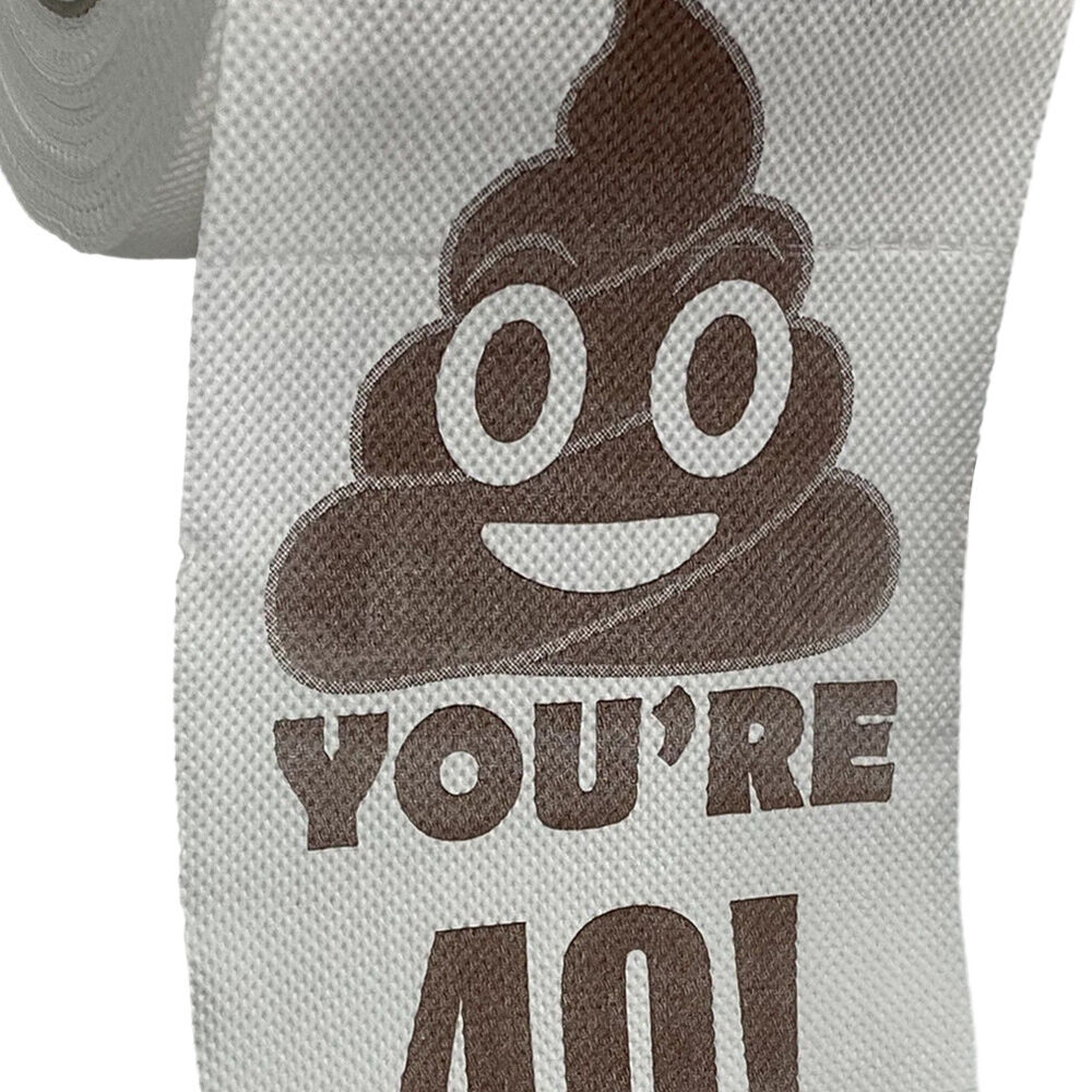 Funny Toilet Paper Roll Poop Printed Birthday Decoration 30th-60th Gifts Prank