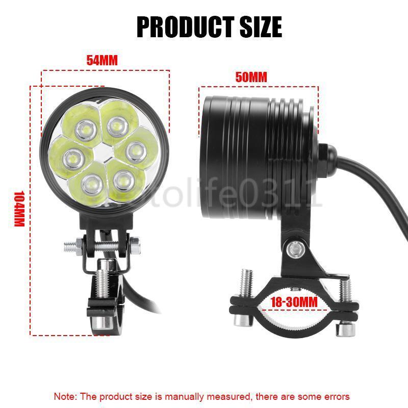 2X LED Motorcycle Driving Spotlights Spot Fog HeadLight Lamp 6000k White 12V 24V