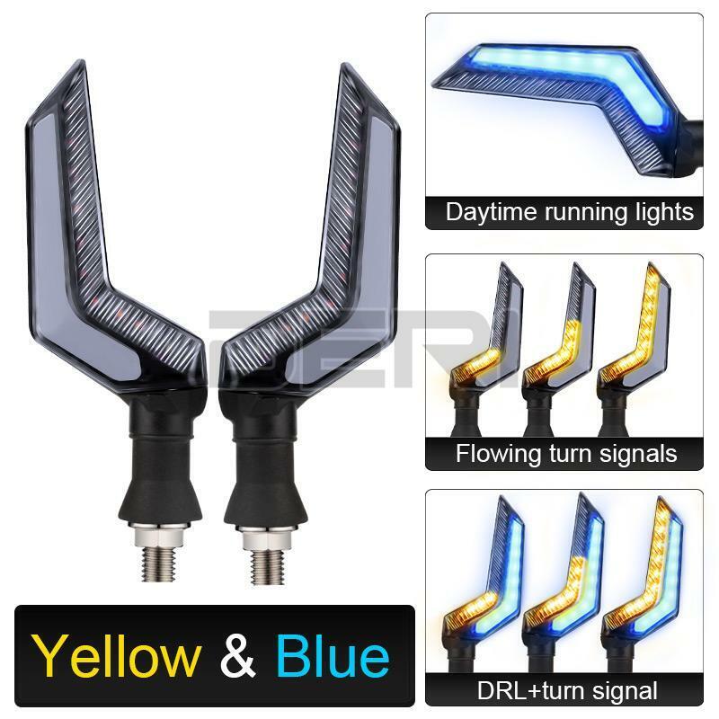 2x Motorcycle Turn Signal LED Blue Blinker Indicator Lights Amber Flowing Lamp