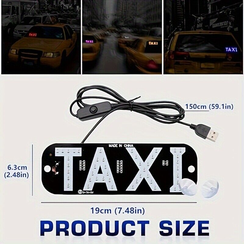 LED Lighting Sign USB Plug LED Light Signs For Car Windshield Taxi Sign Light