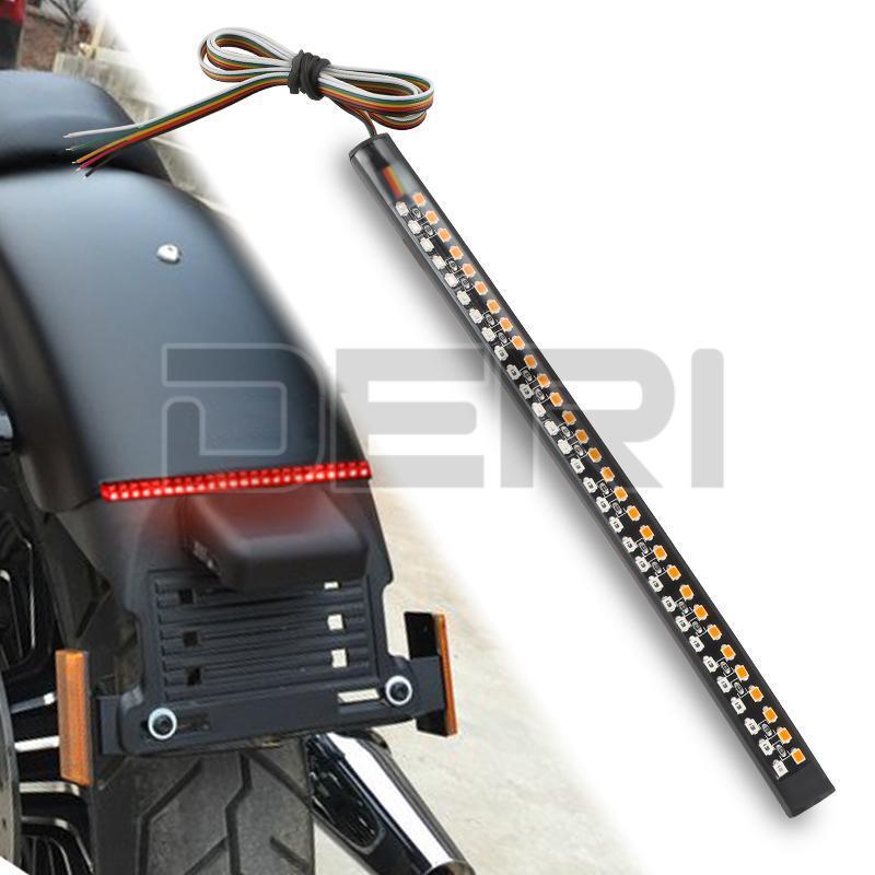 2x Flexible LED Motorcycle Light Strip Rear Tail Brake Stop Flowing Turn Signal