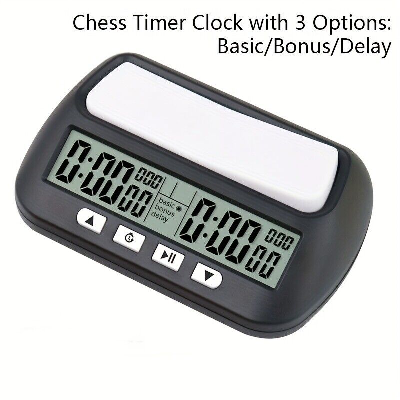 New Black Digital Chess Clock Compact Timer for International Chess Board Game