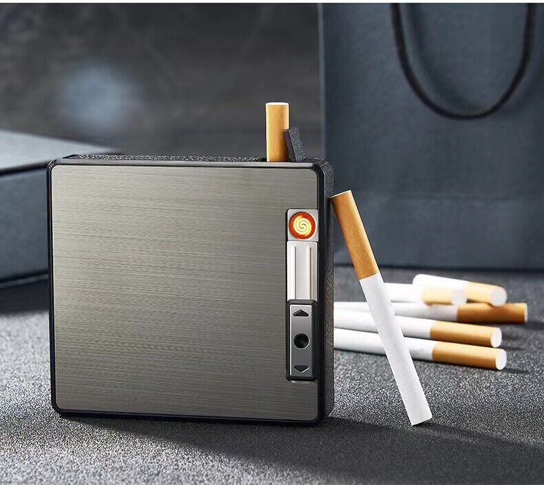 Automatic Rechargeable Electric USB Cigarette Case Lighter Gift Dampproof Box