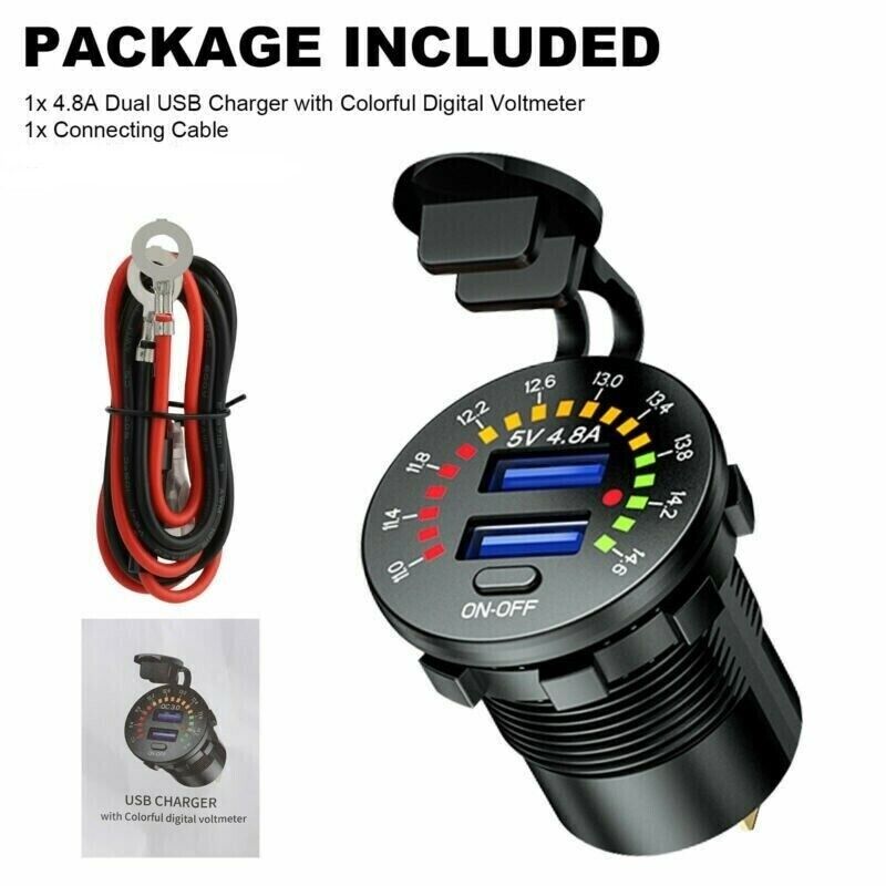 Waterproof Dual USB Port Car Motorbike Motorcycle Charger Socket Power Adapter