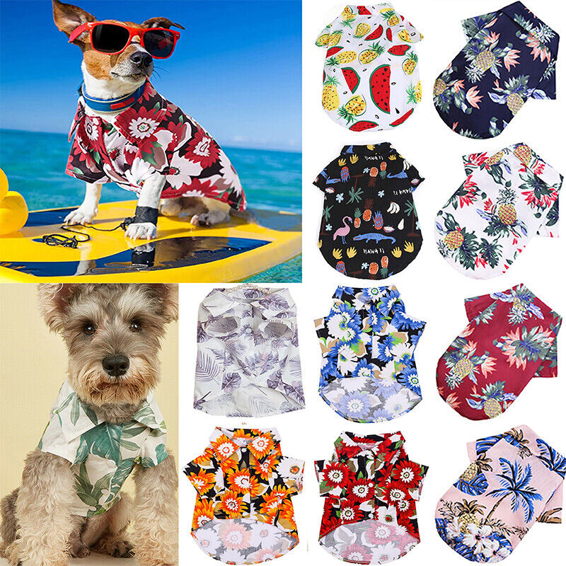 Hawaii Pet Clothes Summer T-shirt Dog Cat Chihuahua Beach Short Sleeve Tops