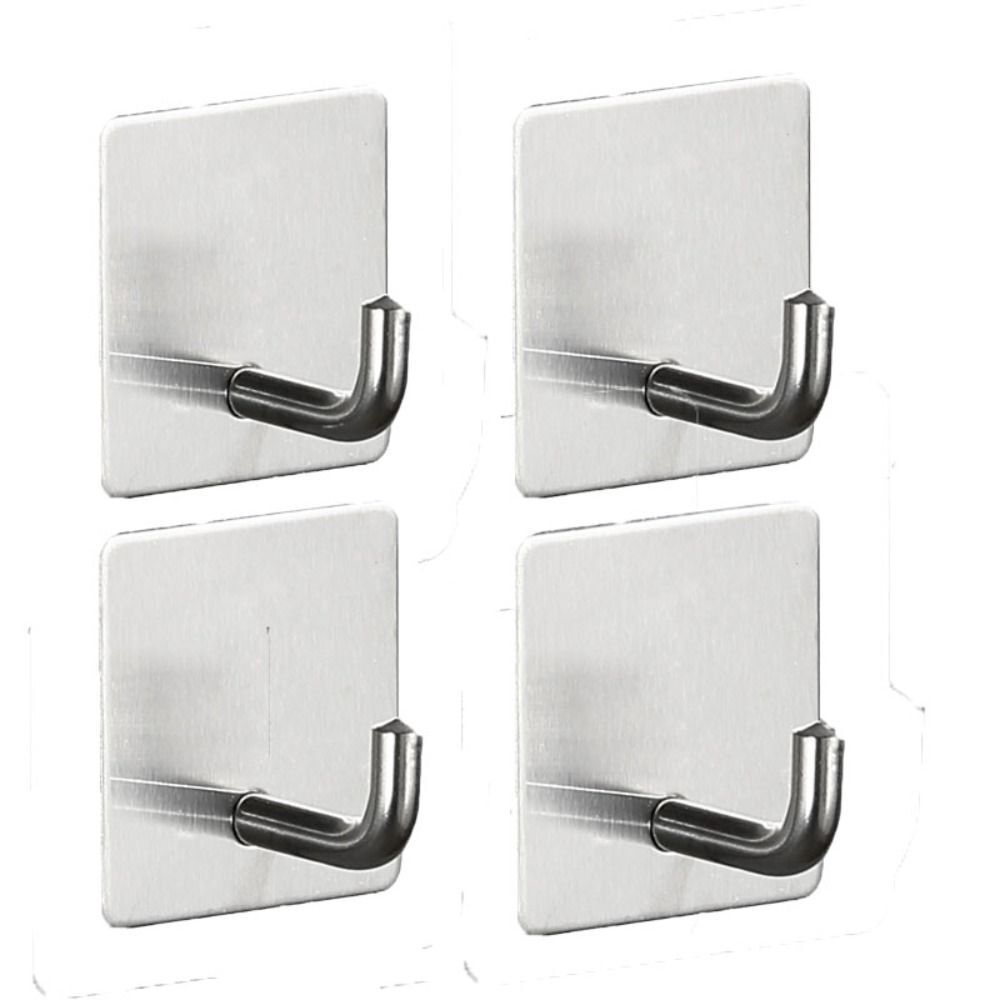 4pcs Sliver Sticky Pothook White Shower Wall Link Self Adhesive Hooks Kitchen