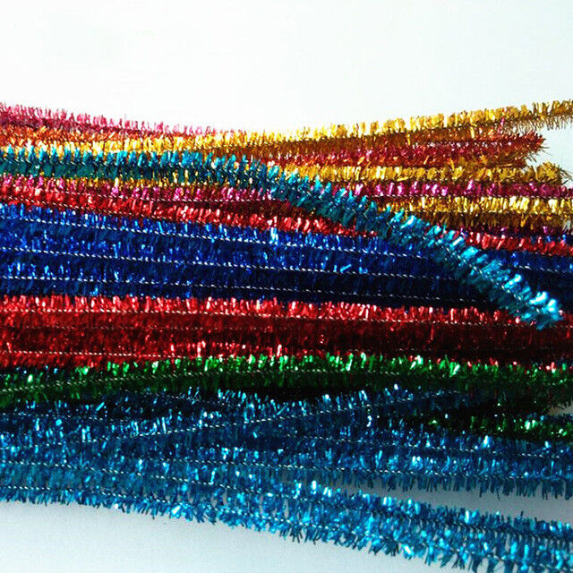 Glitter Chenille Sticks Infused Pipe Cleaners Stems 30cm craft Asst Colours