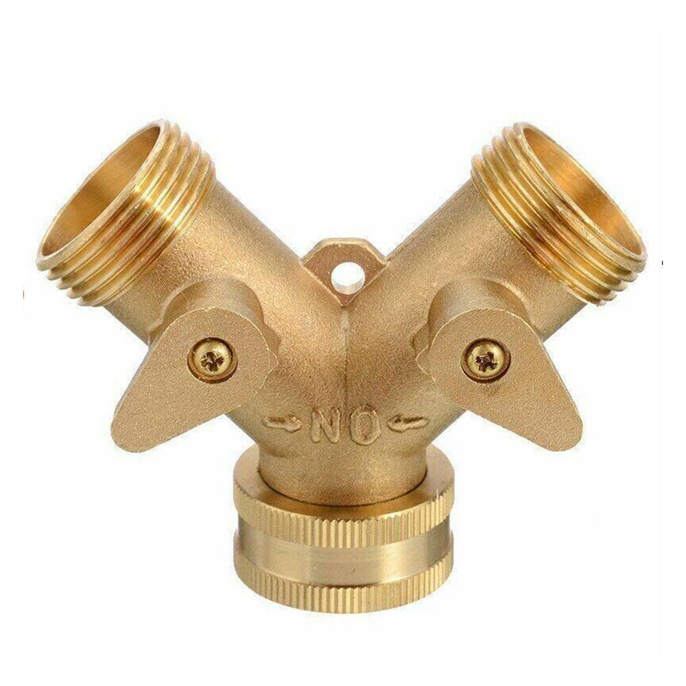 3/4" Garden Hose Splitter Solid Brass 2 Way Tap Connector Adapter Y-Splitter