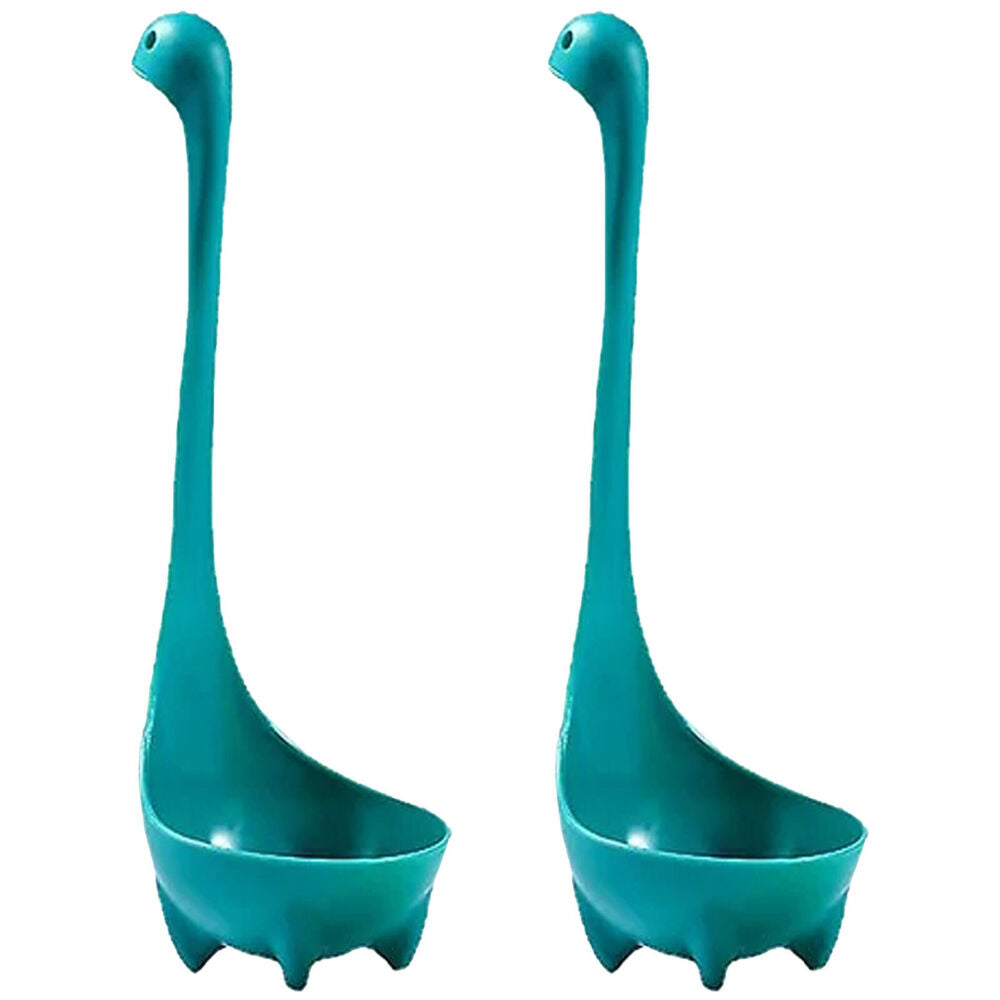 2x Nessie Soup Ladle Long Handle Loch Ness Monster Dinosaur Kitchen Food Spoon