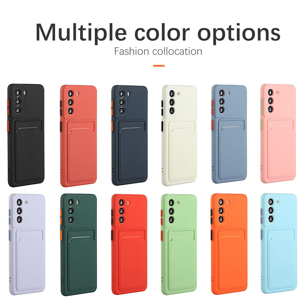 Silicone Case For Samsung S23 S22 S21 Note 20 Ultra Card Holder Soft TPU Cover