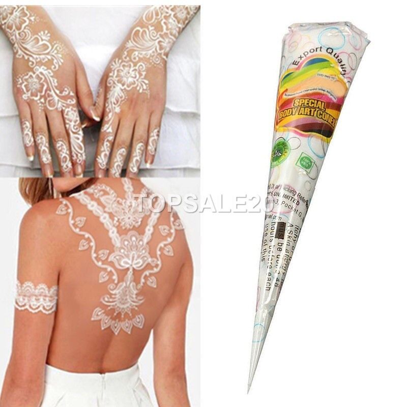 Women Natural White Henna Cones Temporary Tattoo Kit Body Art Paint Mehandi Ink