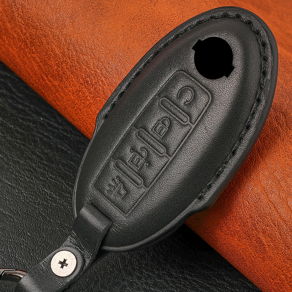 For Nissan Rogue Altima Sentra Genuine Leather Key Remote Case Cover 4 Buttons