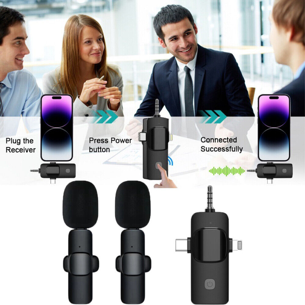 3 in 1 Dual Wireless Lapel Microphone Micro Telephone For Android Iphone Camera