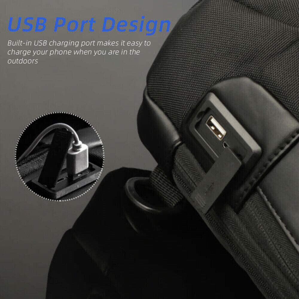 Men's Anti-theft Backpack Crossbody Bag Sling Oxford cloth USB Port Waterproof