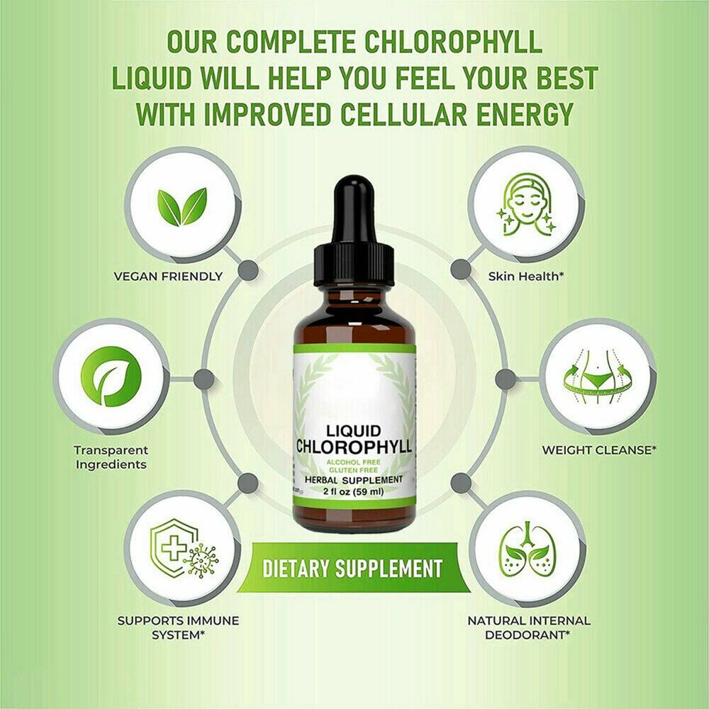 59ML Chlorophyll All-Natural Extract Liquid Drops Water Soluble Mint Flavour