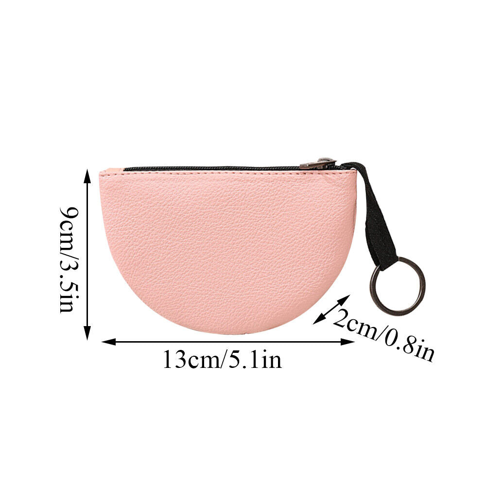 Coin Small Change Bag Card Wallet Pouch Zip Up Key Ring Leather Mini Purse Women