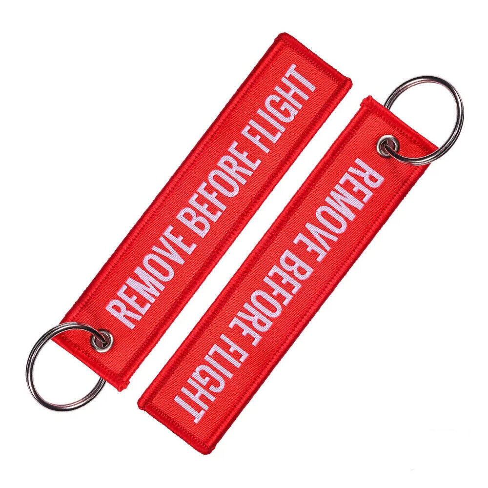 5 PCS Embroidered REMOVE BEFORE FLIGHT Keychain Lanyard Luggage Tag Keyring