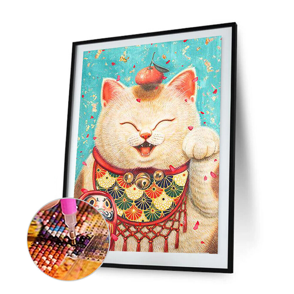 Diamond Painting Kit Fat Lucky Cat 5D Full Round Resin Rhinestone Art Picture