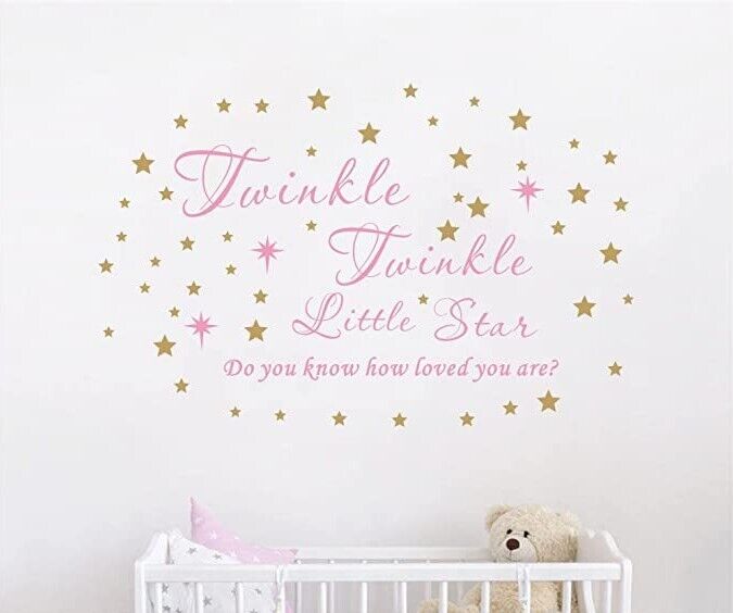 Wall Stickers Removable Pink twinkle little star Living Girl Room Bedroom Decal