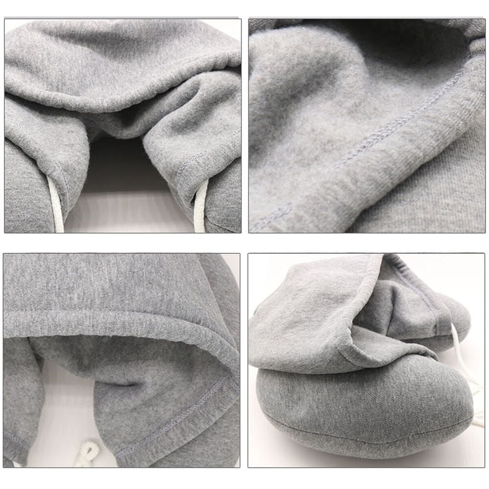 Soft Comfortable Hooded Neck Travel Pillow U Shape Airplane Pillow with Hoodie