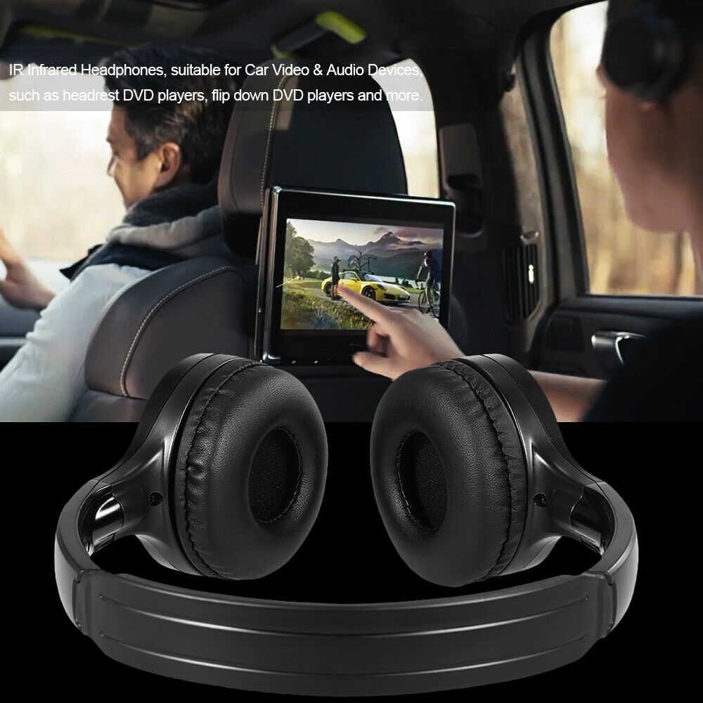 2PCS Wireless Infrared IR Headphones Dual-Channel Smart Headsets For Car DVD