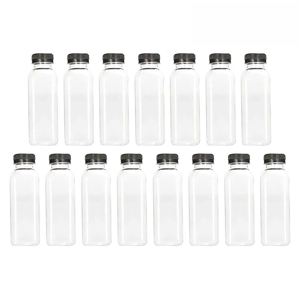 10 X 250ml Square Juice Bottle Clear Plastic Refillable Empty Water Drink Bottles