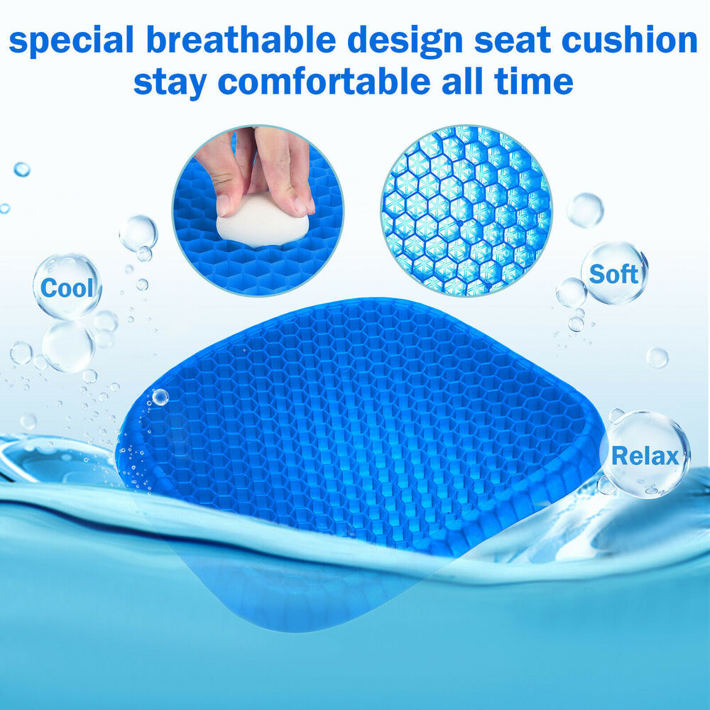 2x Gel Seat Cushion Cooling Seat Cushion Breathable Honeycomb Office Car Seat Mat