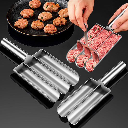 Kitchen Triple Meatball Maker, 304 Stainless Steel Meat Baller Maker Mold NEW