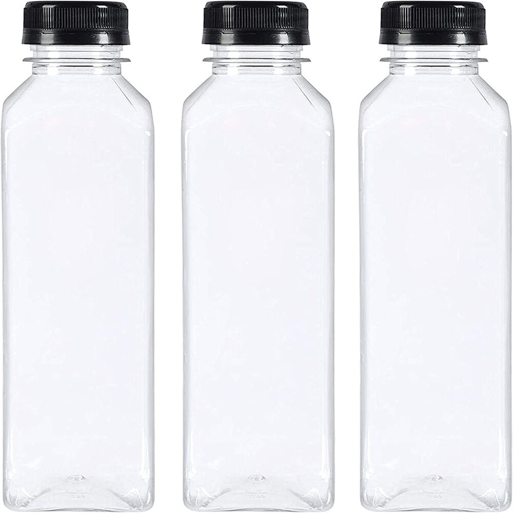 10 X 250ml Square Juice Bottle Clear Plastic Refillable Empty Water Drink Bottles