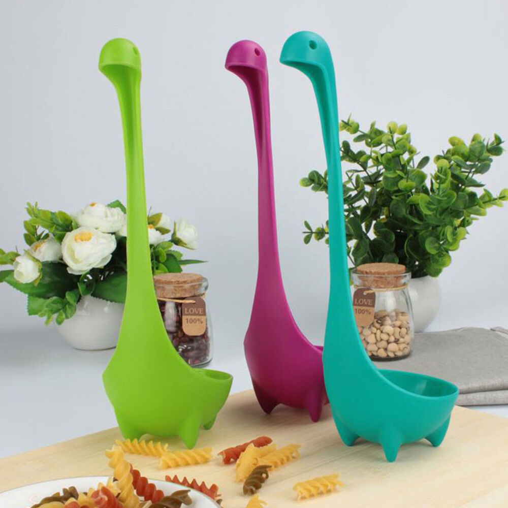 2x Nessie Soup Ladle Long Handle Loch Ness Monster Dinosaur Kitchen Food Spoon