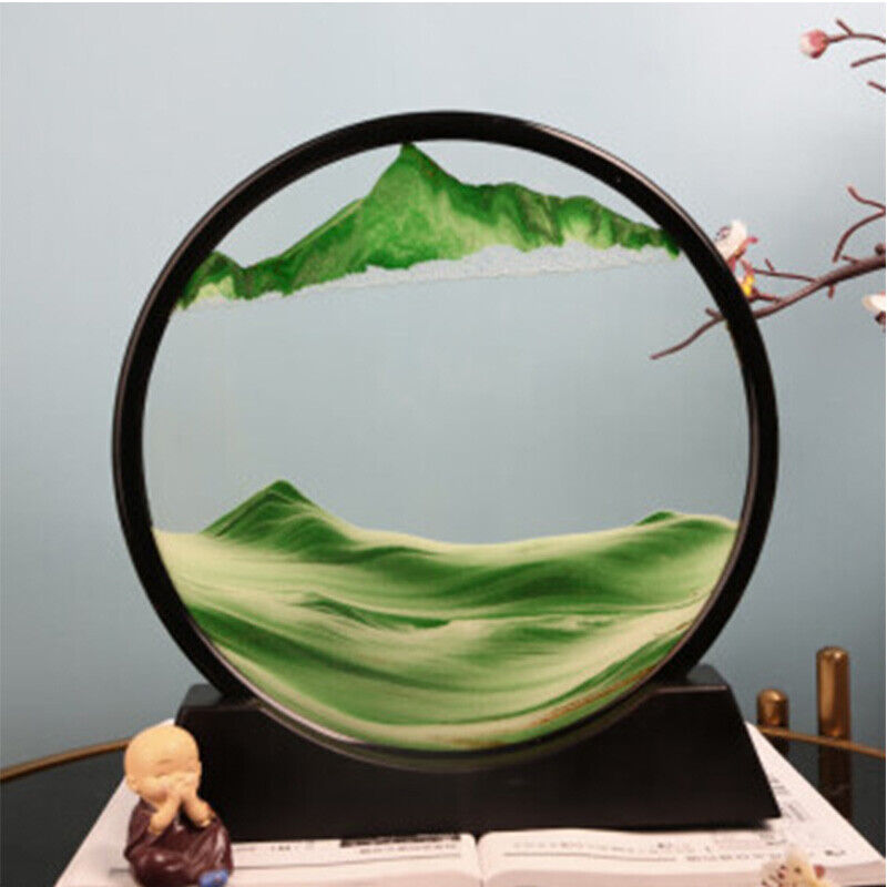 Moving Sand Art Picture Round Glass 3D Deep Quicksand Sea Sandscape Painting