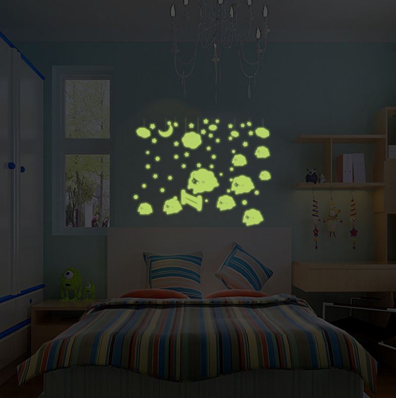 Glow In The Dark Sheep Stars Removable Decal Wall Stickers Living Room Bedroom