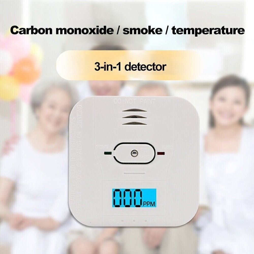 3-in-1 Detector LCD Display Smoke Detector & Carbon Monoxide Alarm Battery .