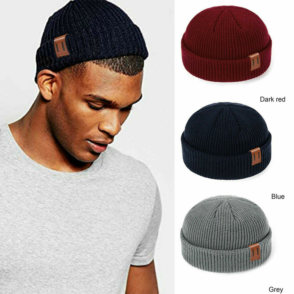 Men Women Mini Fisherman Beanie Hat Winter Soft warm Knitted Docker Skull Cap