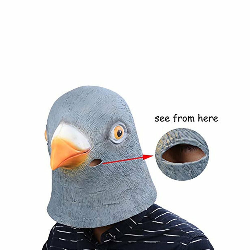 Pigeon Head Mask Creepy Animal Halloween Costume Theater Prop Latex Party Toy