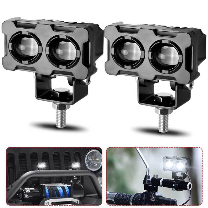 2x Mini Motorcycle LED Spot Light Headlight Driving Fog Lamp White Truck 12V 24V