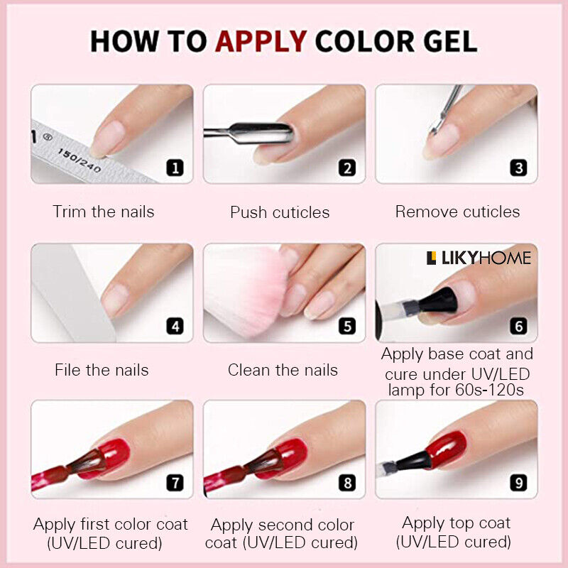 UV LED Gel Nail Polish 12ml Soak Off Colour Base Top Coat Varnish Manicure DIY