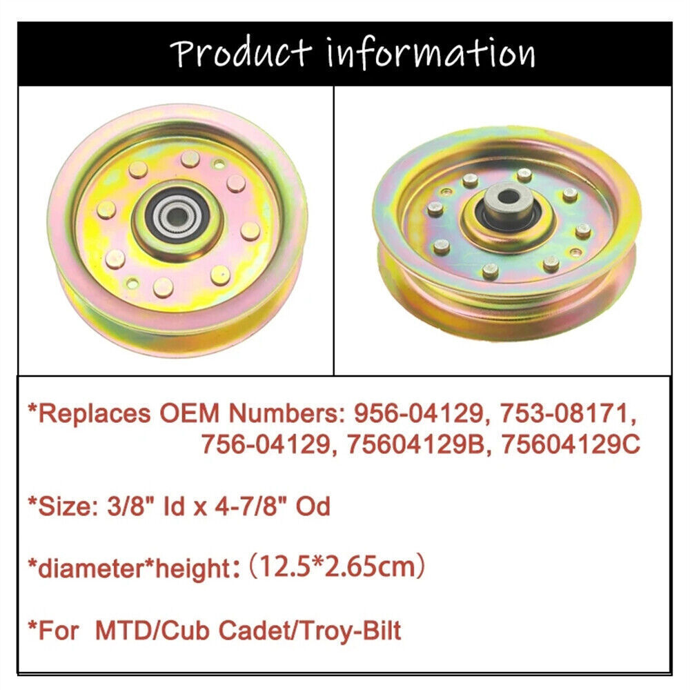 2x Flat Idler Pulley fits for 38/42/44/46/50/54" MTD Cub Cadet Mowers 756-04129B