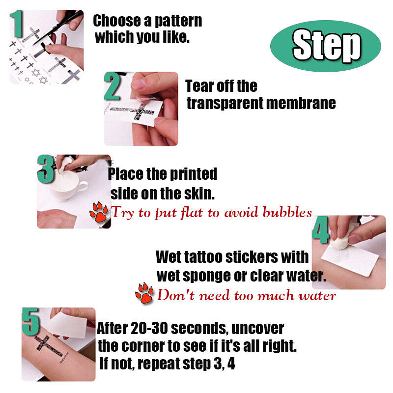 2Pcs Temporary Tattoo Sticker Waterproof Large Fake Tattoos Removable Body Art B