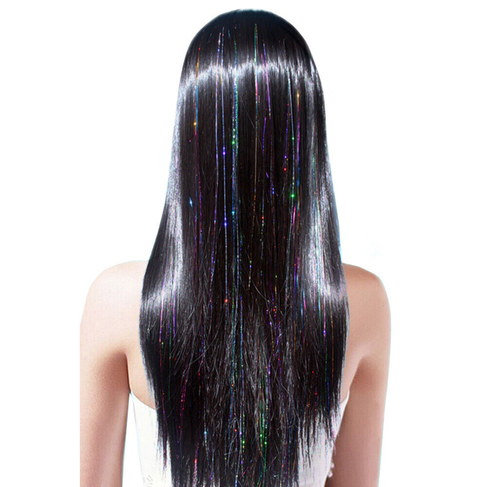 Glitter Tinsel Hair Highlights Hair skin weft Holographic Party Extensions