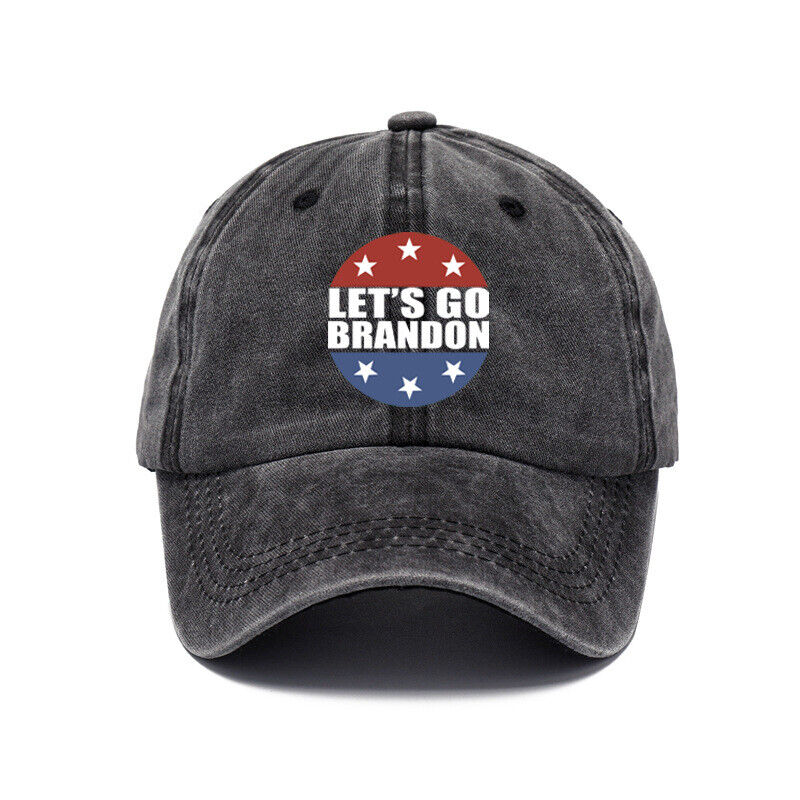 Men Let's Go Brandon Embroidered Adjustable Trump Baseball Cap Hat Flag Banner