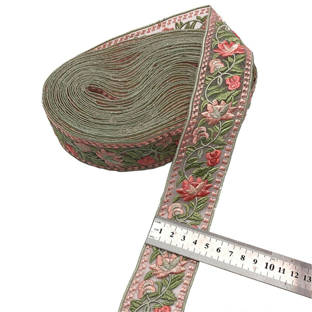 1 Yard Vintage Ethnic Flower Embroidery Ribbon Lace Trim DIY Clothes Accessories