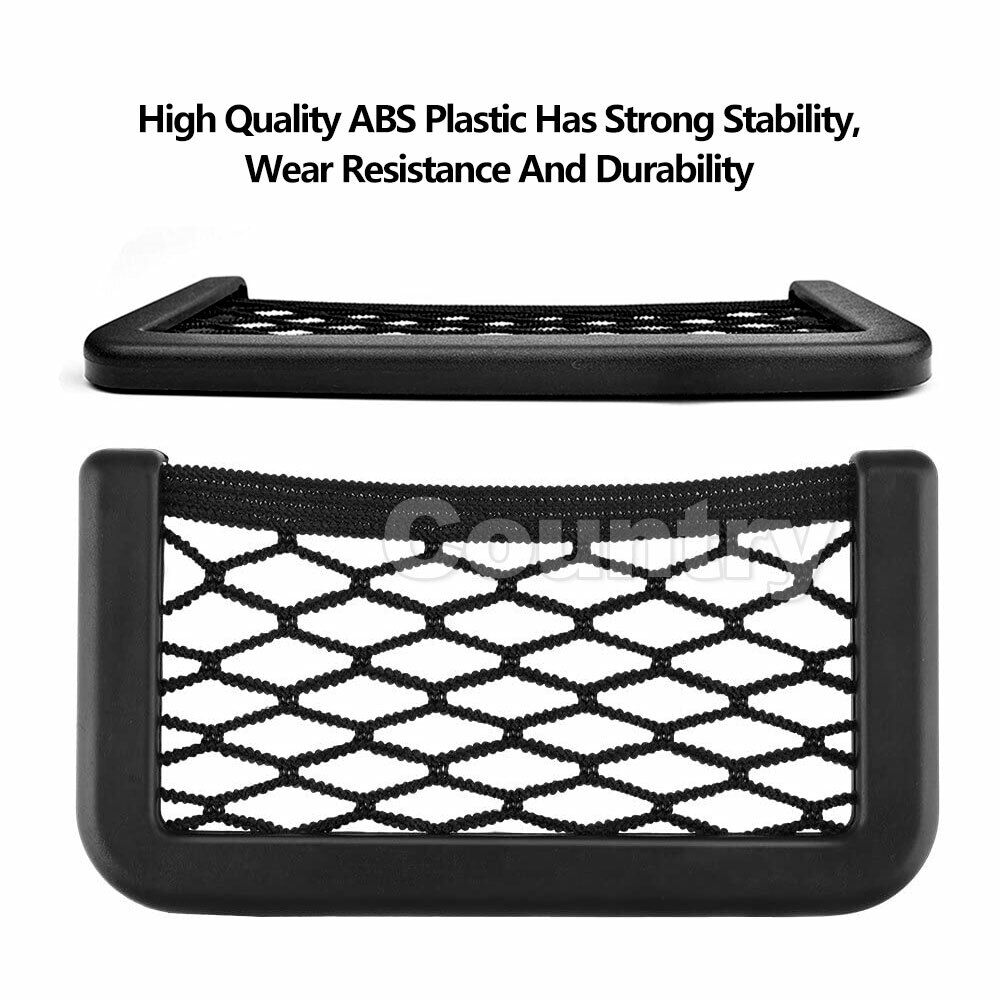 2x Medium Car Mesh Storage Holder Adhesive Net Pocket Phone Bag Card Black Truck