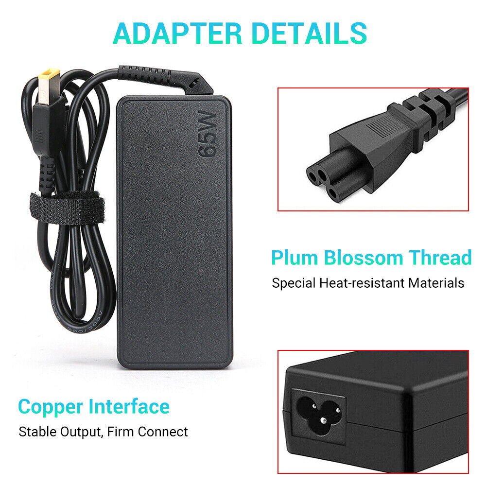 For Lenovo Thinkpad Laptop Charger 65W Power Adapter ADLX65NLC2A ADLX65NCC3A